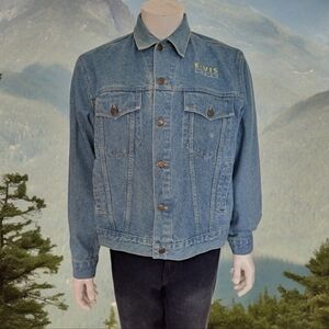 Vintage Elvis Story embroidery jeans jacket Unisex coat Size M Made in Canada